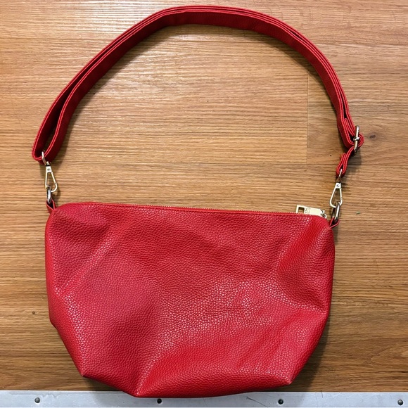 bcbg paris red faux vegan leather red tote bag crossbody purse Sm stain inside - Picture 9 of 16
